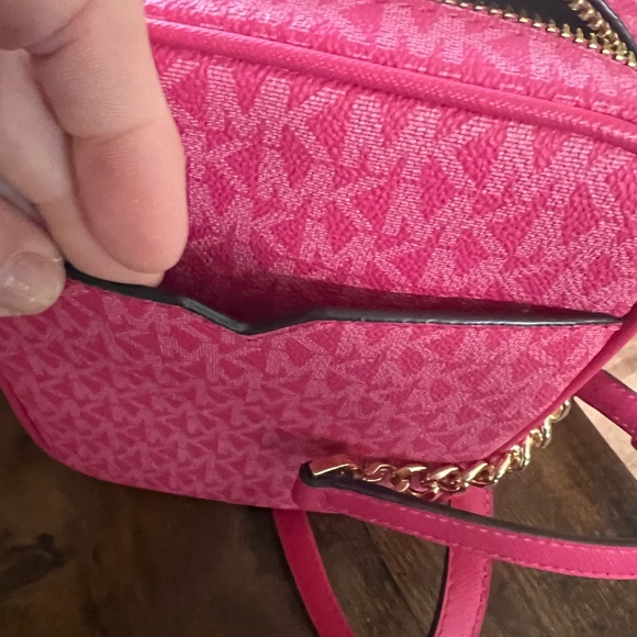 Michael Kors Jet Set Travel Medium Signature Logo Crossbody Bag Electric Pink - Picture 9 of 11